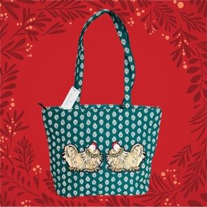 Vera Bradley French Hen Embroidery Quilted Holiday Christmas Small Tote Bag🌲